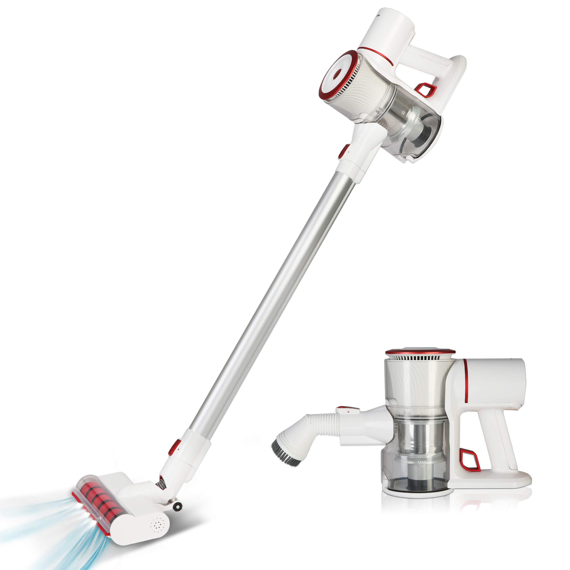 20KPa Lightweight Cordless Vacuum Cleaner - 4-in-1 Powerful Suction Handheld Stick Vacuum with 250W Brushless Motor, 35 Mins Runtime & Detachable Battery - Perfect for Carpet, Hard Floors, Car Cleaning and Pet Hair Removal