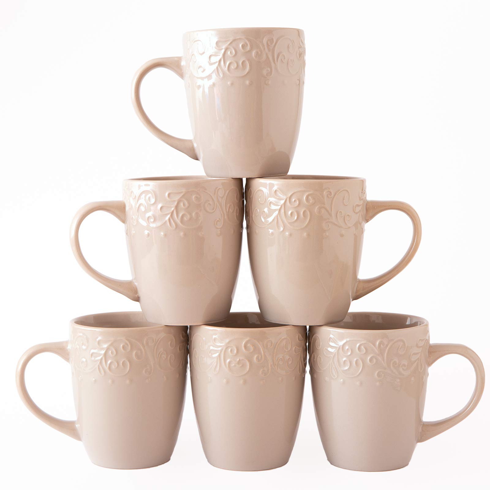 Aysenc 12oz Ceramic Coffee Mugs Set of 6 - Pink Porcelain Tea Cups for Home, Office & Restaurant Use - Perfect for Coffee, Tea, Cappuccino, Hot Chocolate & Breakfast Cereal - Dishwasher & Microwave Safe Cups for Daily Use