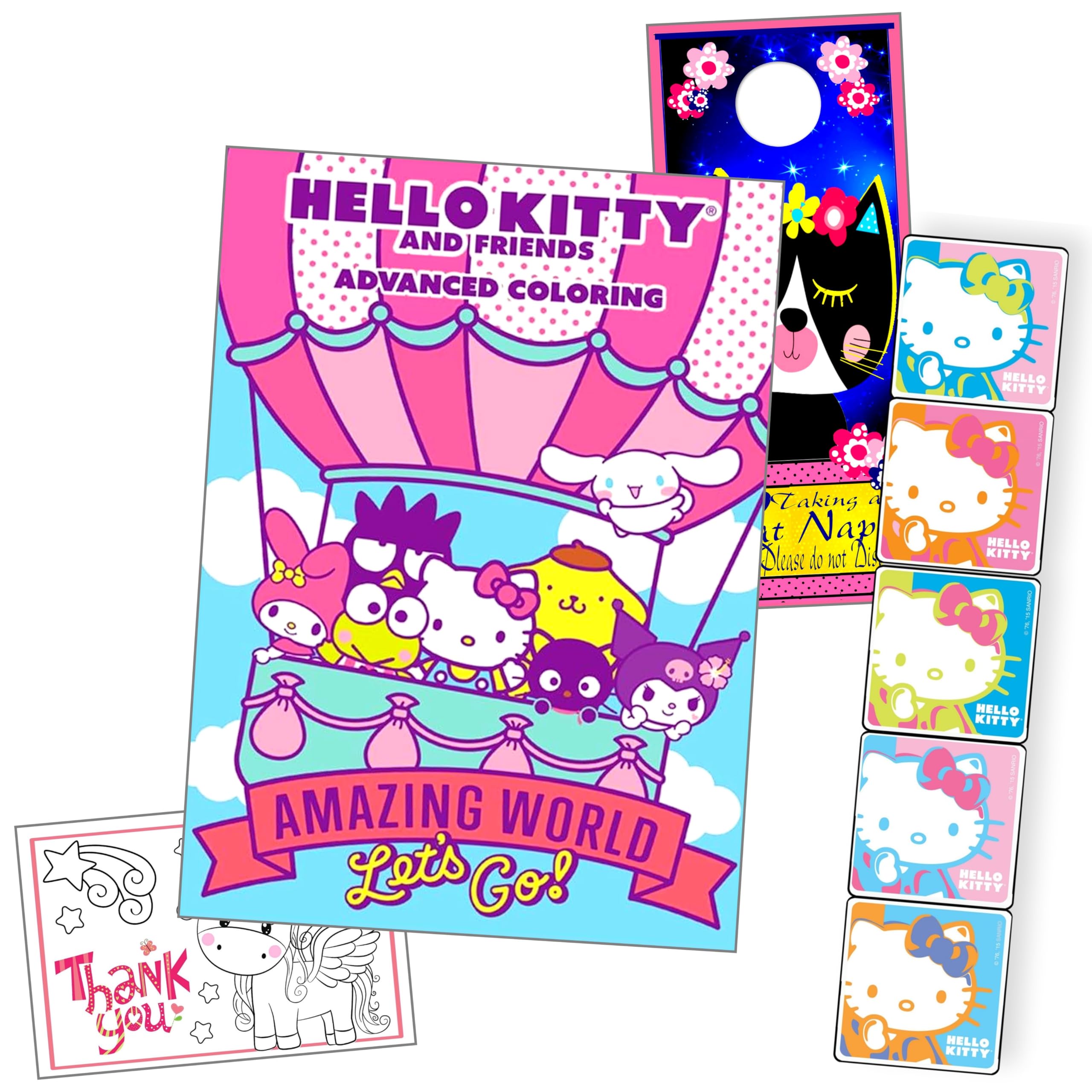 Disney Hello Kitty Coloring Book with Stickers Set - Premium Art Activity Kit for Kids & Adults | Perfect for Birthday Gifts, Party Favors, and Creative Relaxation