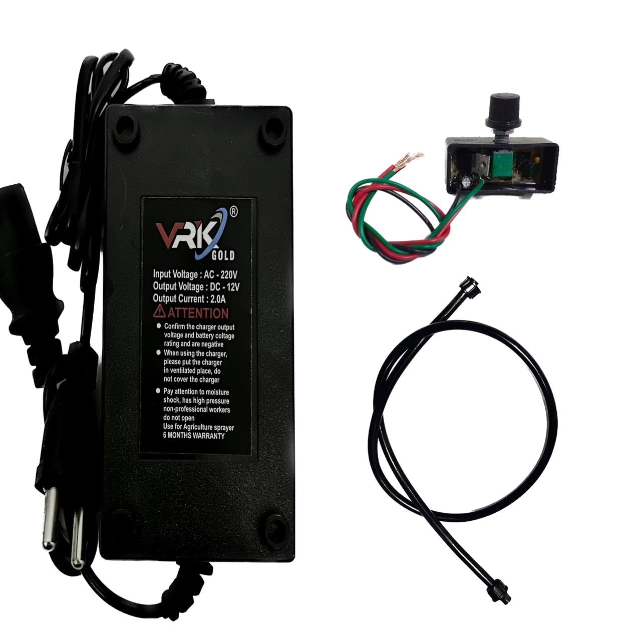 12V 2A Agriculture Spray Pump Charger with Regulator & Hose - Battery Powered Sprayer Kit for Garden, Farm & Lawn Care | Perfect for Weed Control, Fertilizing & Pest Management
