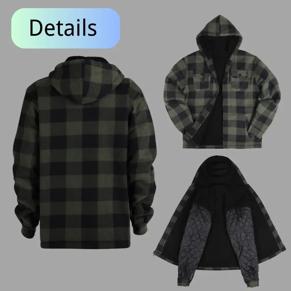 Men's Plaid Sherpa Lined Jacket - Warm Winter Flannel Shirt Jacket for Outdoor Activities & Casual Wear