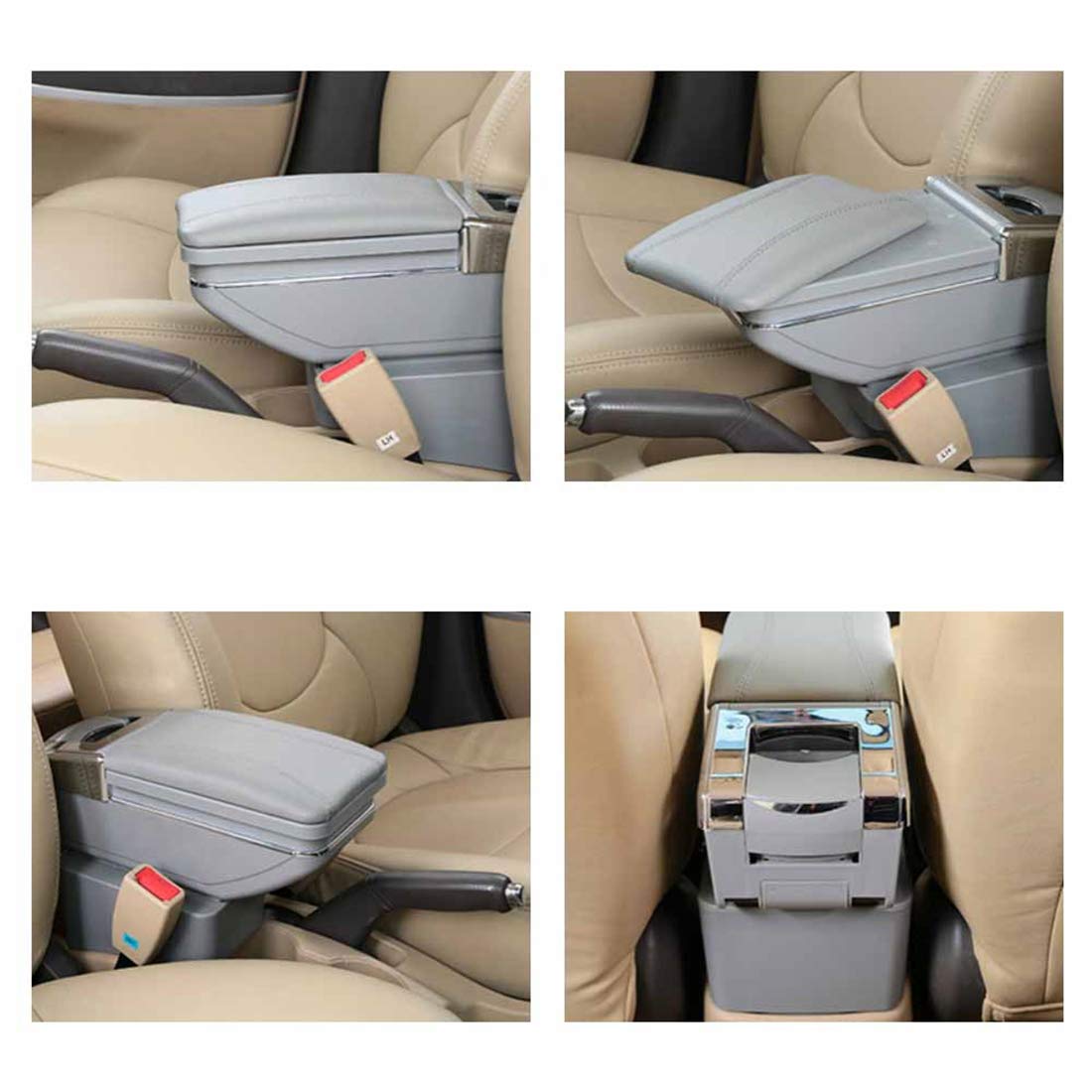 Pegas Single Layer PU Leather Car Center Console Cover - Thin Gray Armrest Protector for Comfort & Style | Perfect for Sedans, SUVs, and Daily Commuting