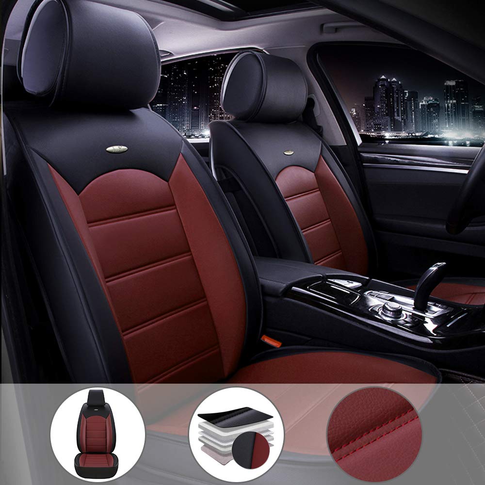 All Weather Custom Fit Seat Covers for Dodge RAM 1500 (2009-2023 Models) - 5-Seat Full Set Waterproof Car Seat Protectors - Ultra Comfort Black & Red Design - Perfect for Off-Roading, Camping & Daily Commute