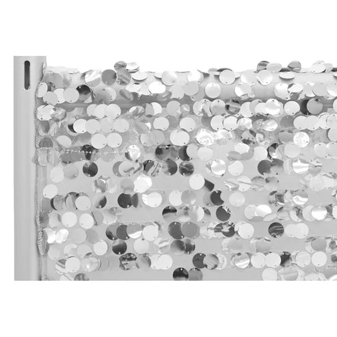 Large Payette Sequin 14ft x 52in Silver Drape Backdrop Panel for Wedding, Party & Photo Booth Decor | Sparkling Event Background