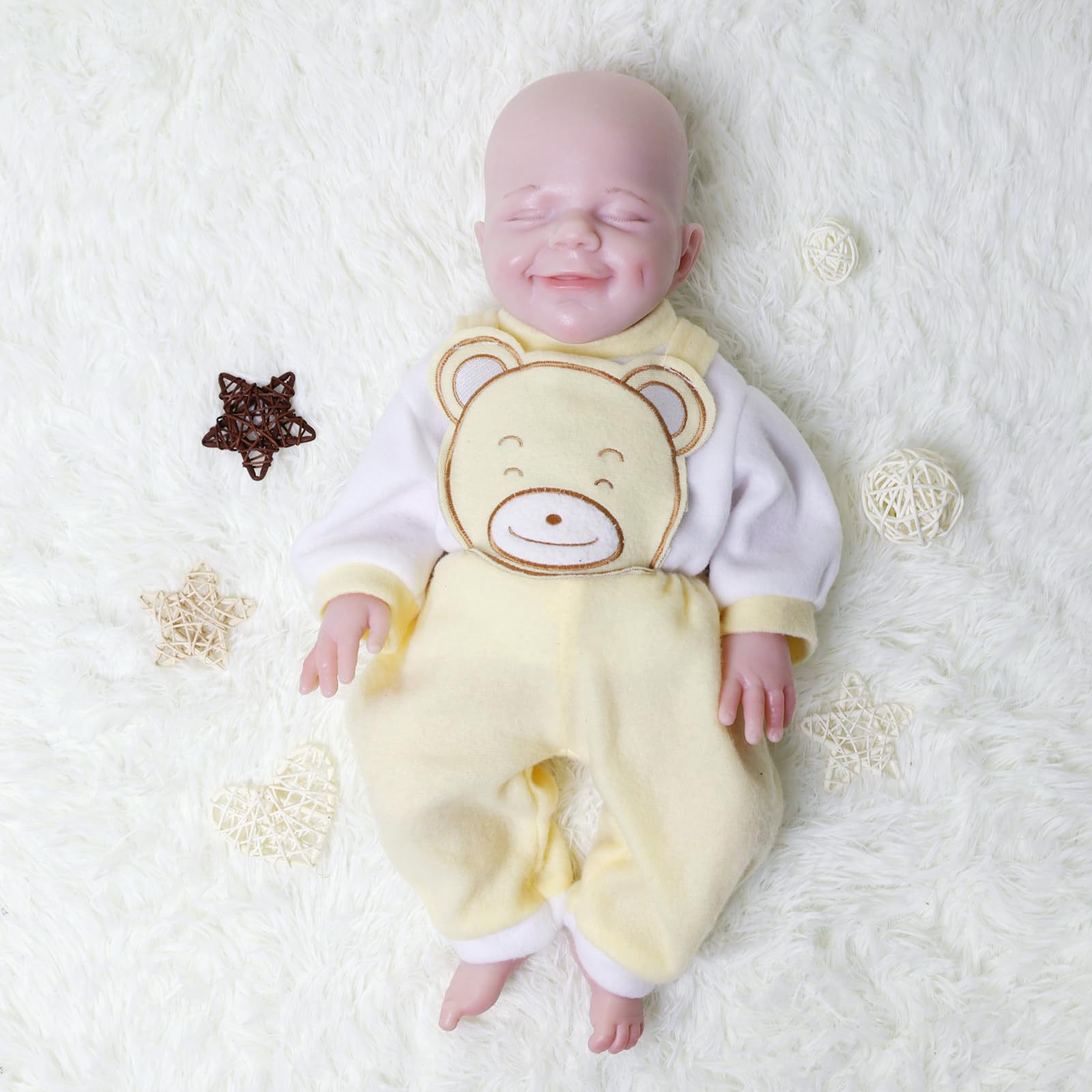 18 Inch Realistic Full Silicone Reborn Baby Doll - Lifelike Sleeping Boy with Closed Eyes, Premium Platinum Silicone, Perfect Christmas & Birthday Gift for Kids 3+ | Nursery Decor, Photography Prop, Collectible Display