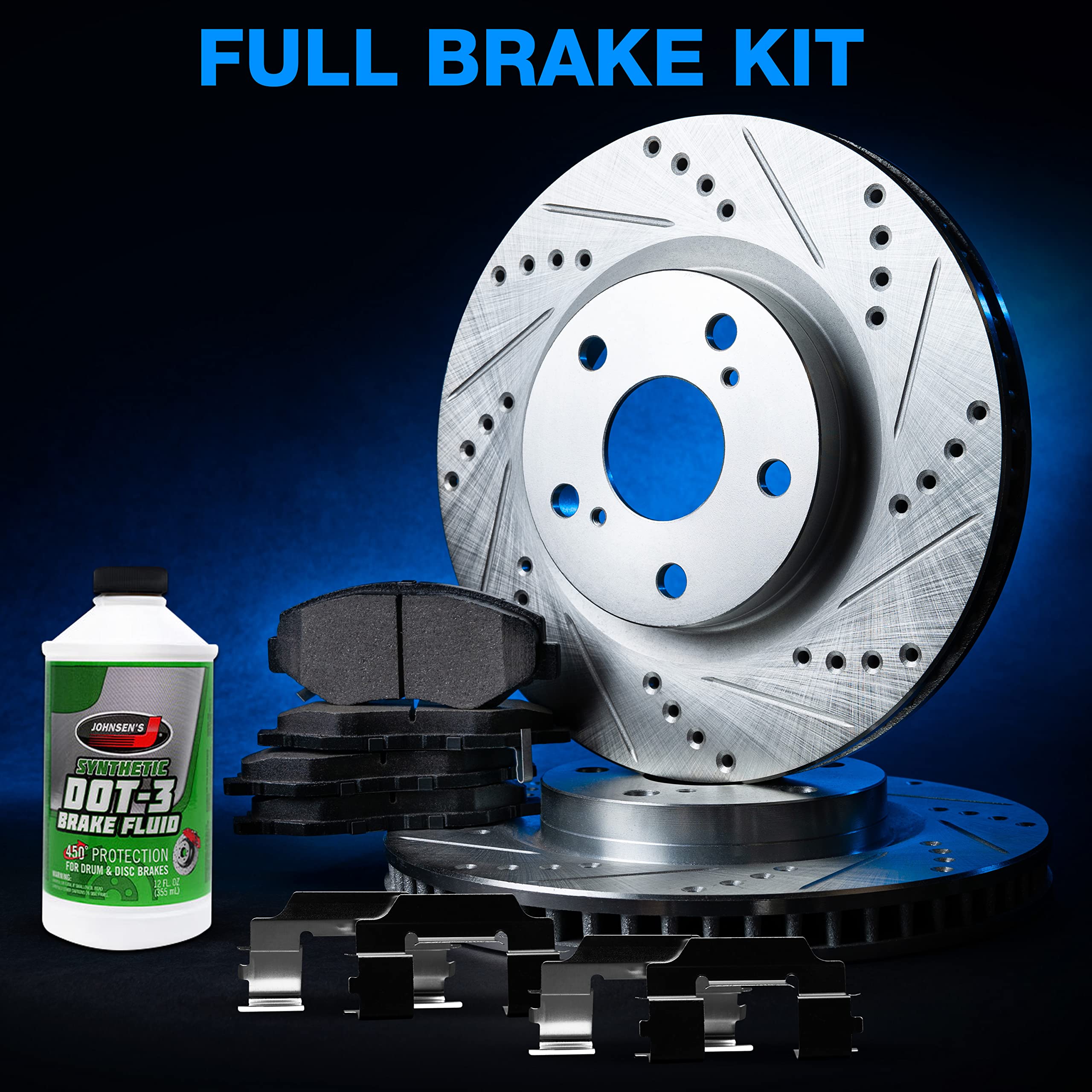 High-Performance Power Sport Front Brake Kit - Heavy Duty Brake Pads & Rotors with Hardware (BLC1.63021.44) | Ideal for Off-Road Vehicles, ATVs & Motorcycles