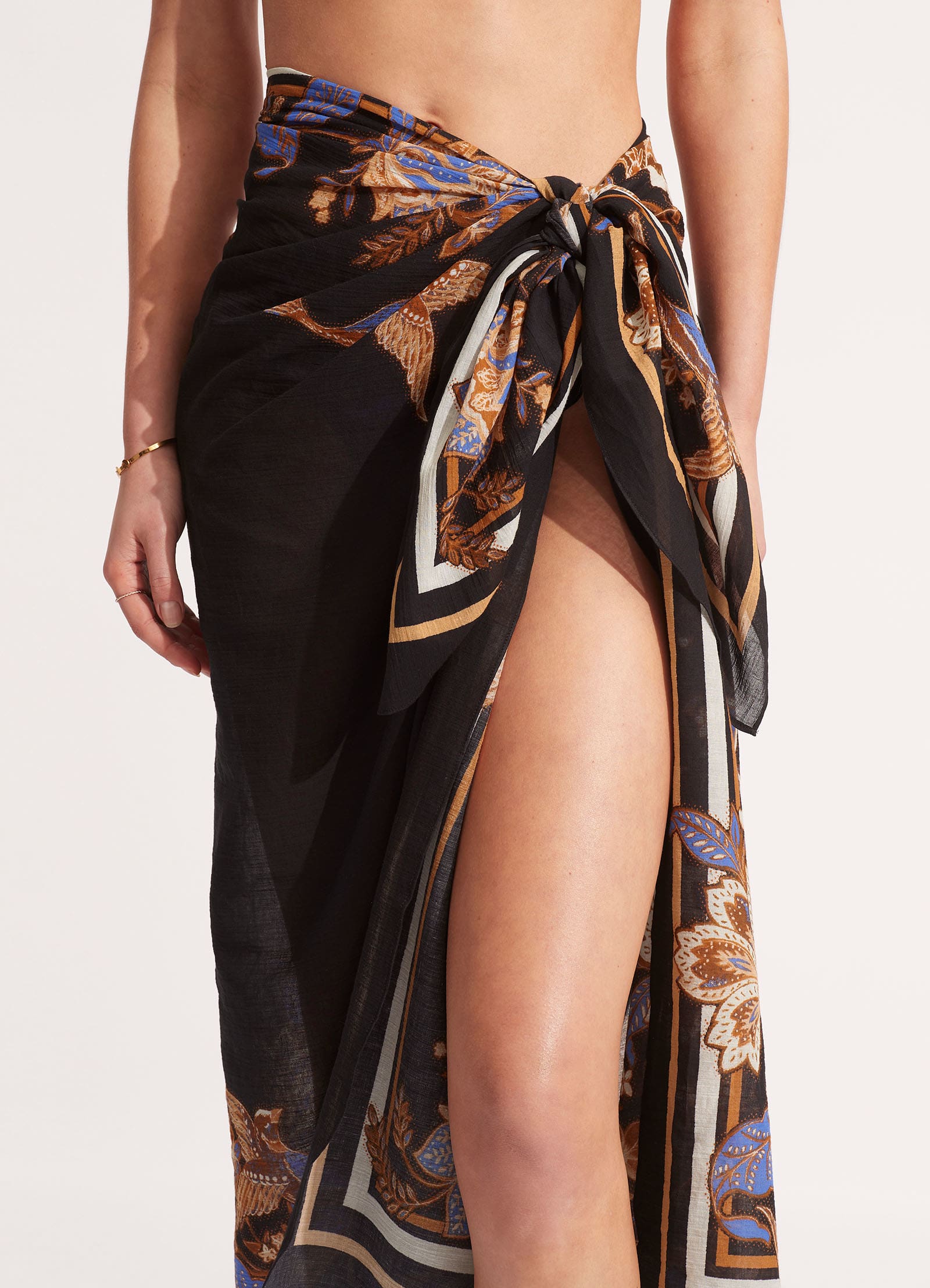 Premium Black Silk Sarong - Elegant & Versatile Beach Wrap, Scarf, or Home Decor for Women | Perfect for Vacations, Lounging & Boho Fashion