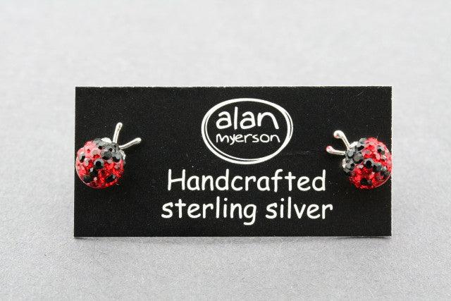 Red Crystal Ladybug Stud Earrings - Elegant Fashion Jewelry for Women, Perfect for Parties, Weddings & Everyday Wear