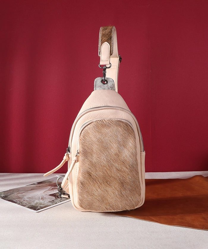 Montana West Genuine Leather Sling Bag with Hair-On Cowhide - Stylish Crossbody Purse for Women, Perfect for Travel, Shopping & Everyday Use