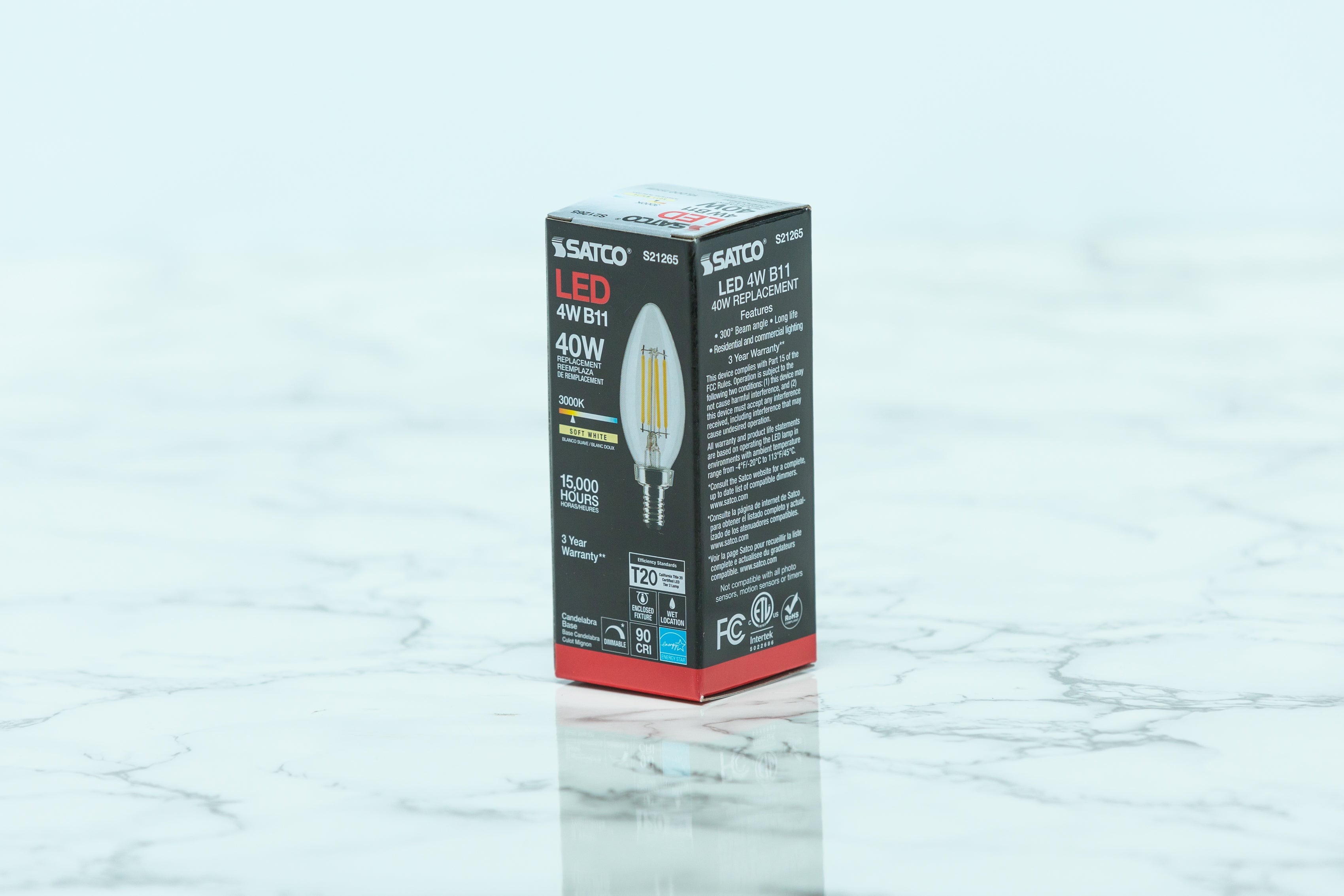 Satco Candelabra LED Light Bulb - Energy Efficient E12 Base, Warm White 2700K, 40W Equivalent, Dimmable - Perfect for Chandeliers, Ceiling Fans & Decorative Lighting