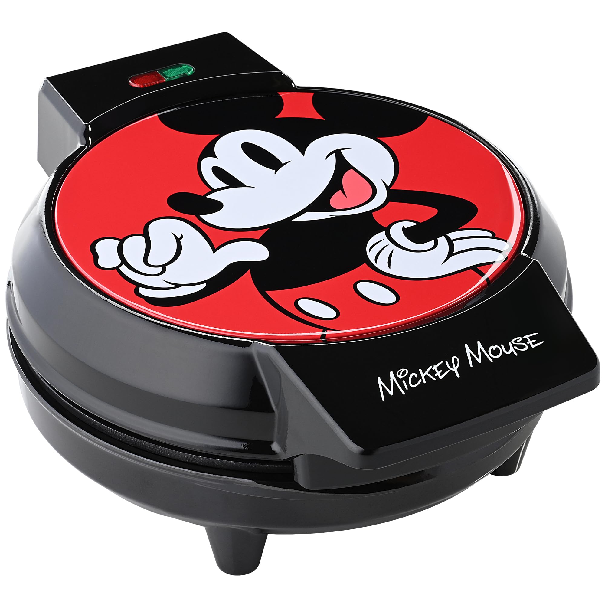 Disney Mickey Mouse 7-Inch Round Waffle Maker - Non-Stick Electric Waffle Iron for Perfect Breakfast, Kids Snacks & Family Brunch (Red)