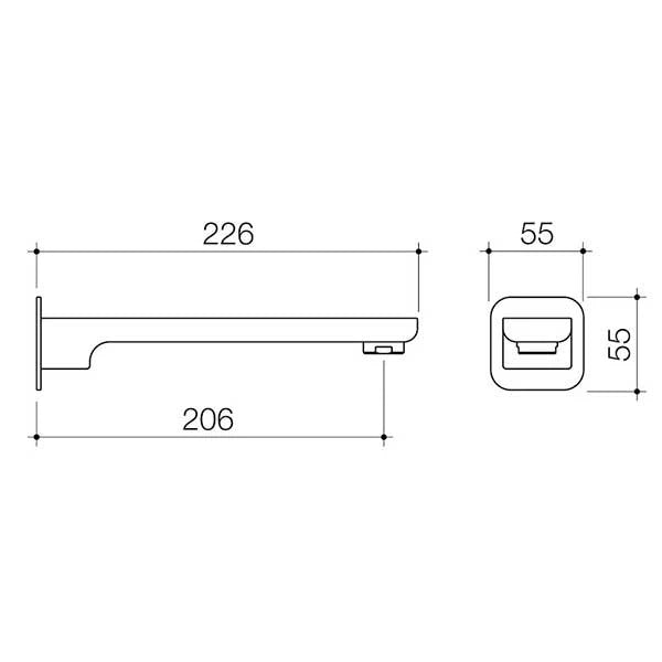 Caroma Luna Basin and Bath Outlet in Brushed Nickel - 226mm Wall Mounted Bathroom Fixture for Modern Homes and Luxury Hotels