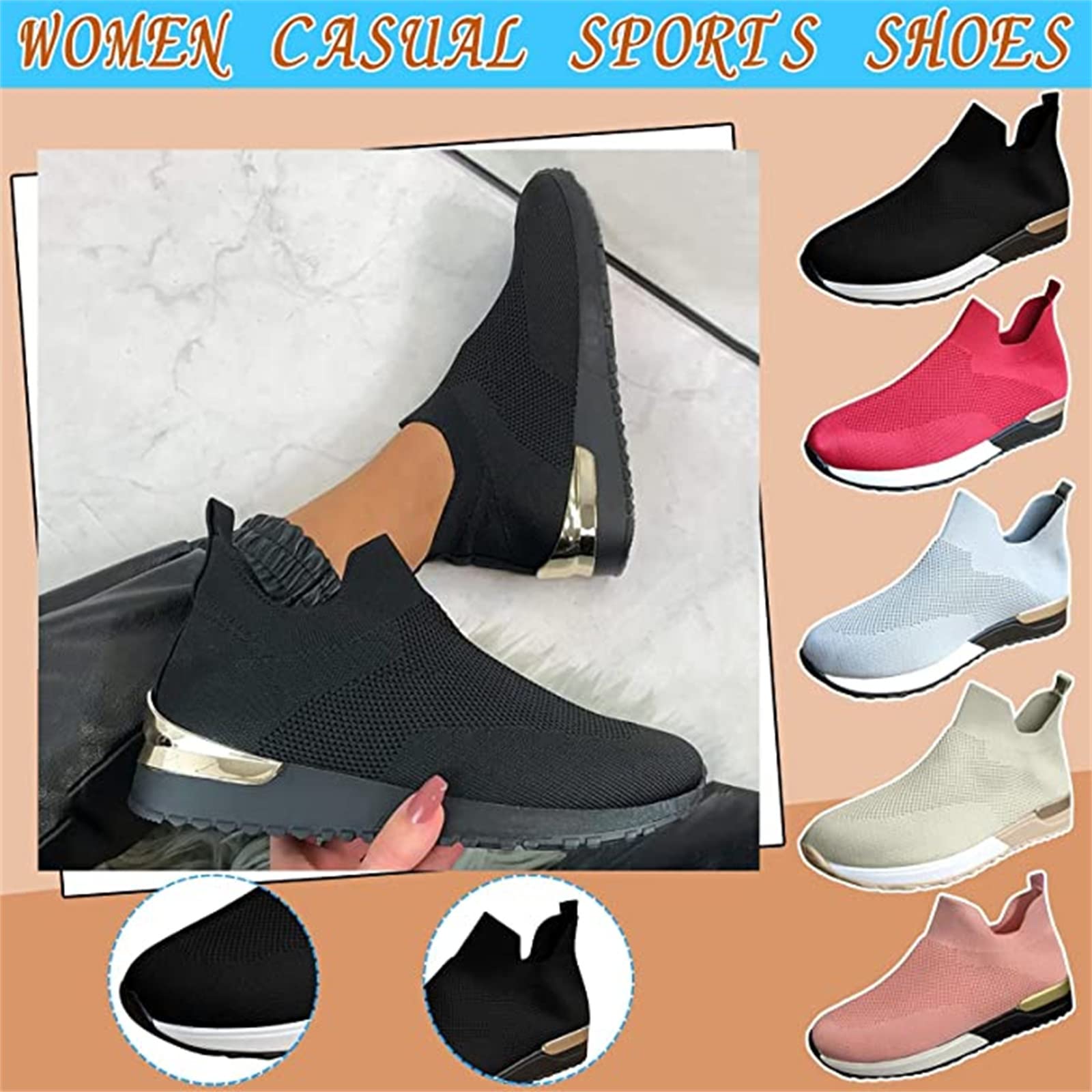 Women's Trendy Slip-On Sneakers - Lightweight Walking Shoes for Casual, Athletic, Gym, Tennis & Running | Comfortable Fashion Sneakers for Everyday Wear, Workouts & Outdoor Activities