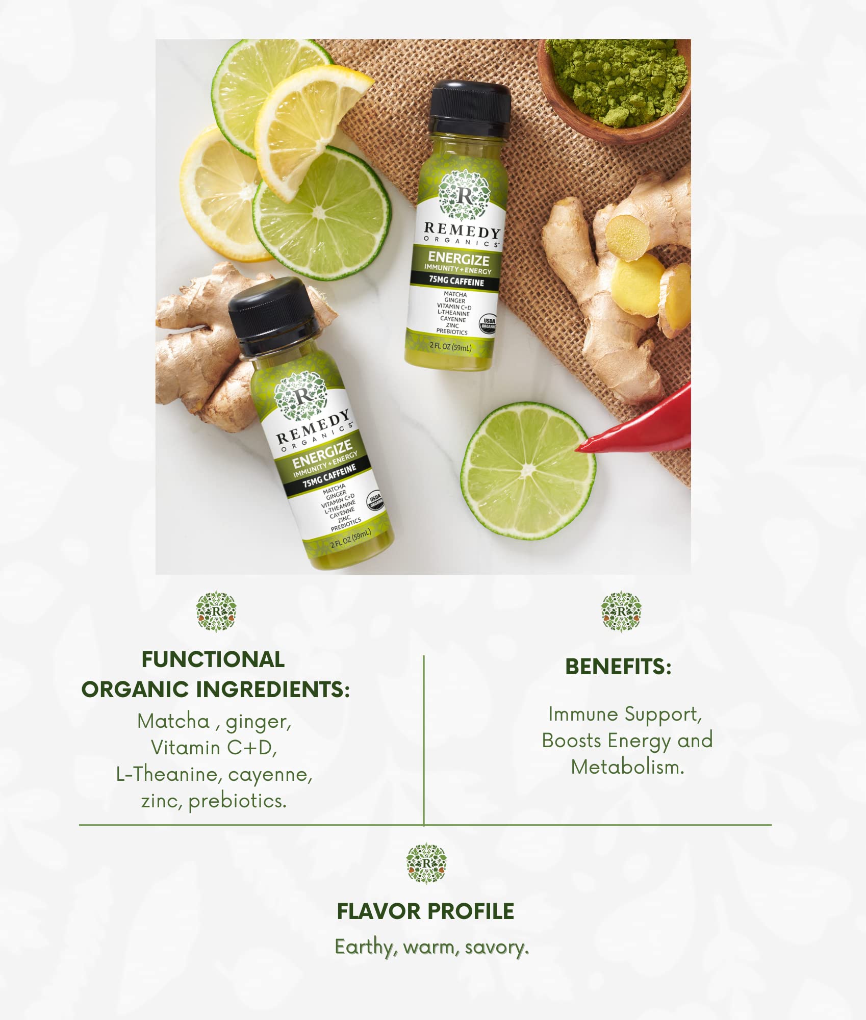 Remedy Organics Immunity Plus Shot - 24-Pack Variety | Organic Energy Booster for Immunity, Brain Function & Detox | USDA Certified | Perfect for Workouts, Travel & Daily Wellness