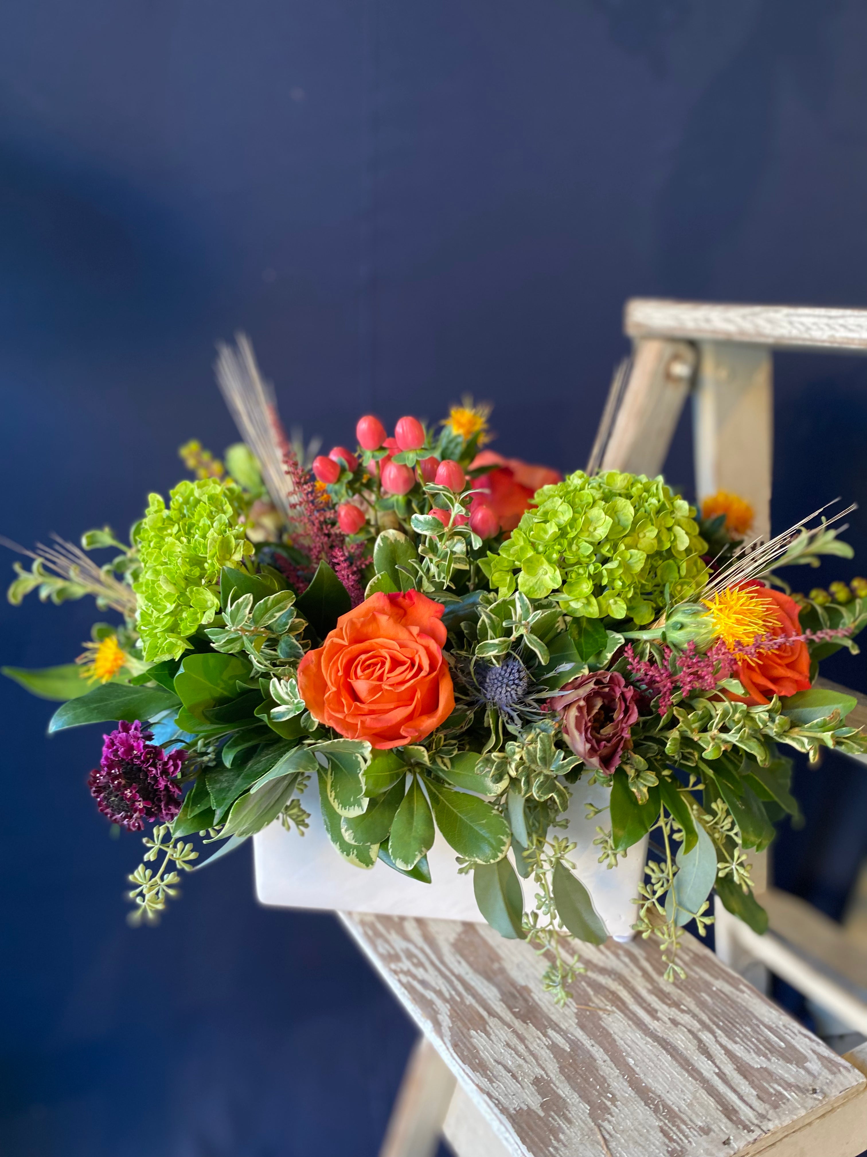 Elegant Long and Low Fall Centerpiece for Weddings & Events - Custom Floral Arrangements Available Upon Request - Perfect for Autumn Tablescapes and Seasonal Decor