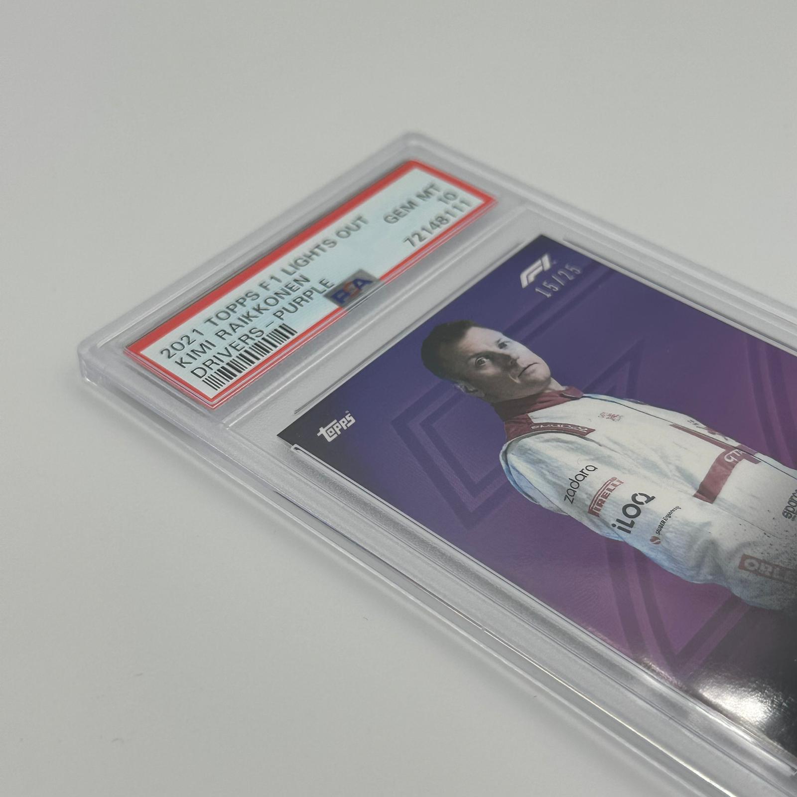 PSA 10 Graded 15/25 Kimi Raikkonen Purple Parallel Racing Card - Perfect for F1 Collectors & Motorsport Memorabilia Displays