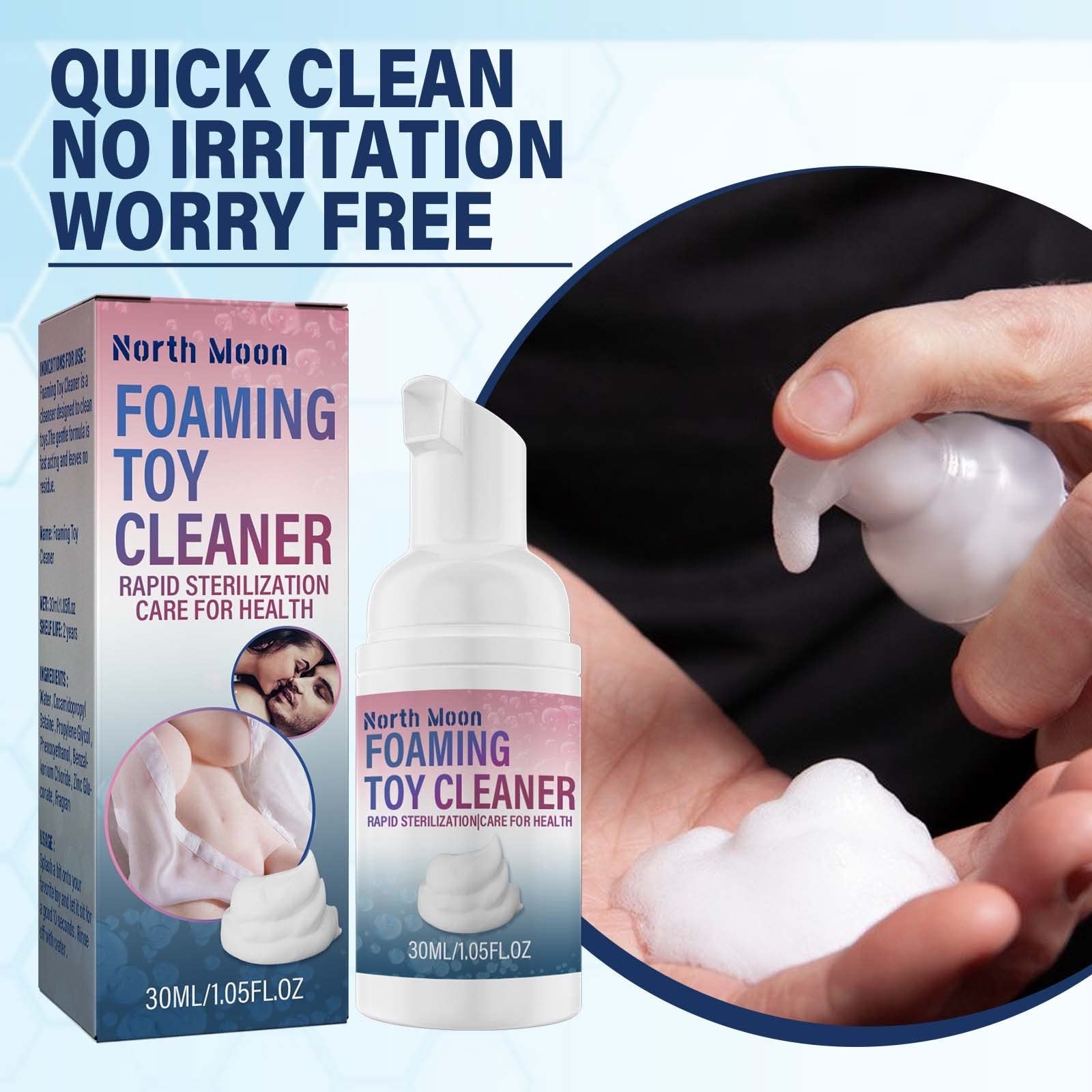 **Gentle Foam Cleaner for Adult Toys - 30ml Mild & Non-Irritating Toy Decontamination Solution | Safe for Sensitive Skin & Silk Masks | Perfect for Post-Use Cleaning & Acne-Prone Skin Care**