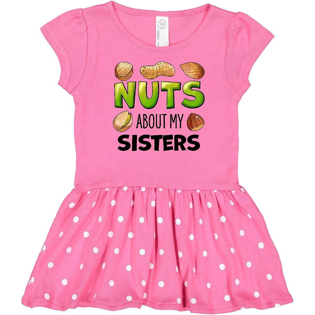Inktastic Nuts About My Sisters Peanut Almond Pistachio Print Infant Dress - Cute Baby Girl Outfit for Family Photos, Sibling Matching, Birthday Parties & Casual Wear