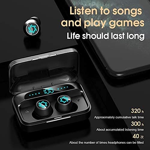 GeRRiT True Wireless Earbuds with Microphone, IPX7 Waterproof Bluetooth 5.0 Earbuds, Stereo Sound in-Ear Headphones with Deep Bass & Built-in Mic - Perfect for Running, Gym & Outdoor Sports