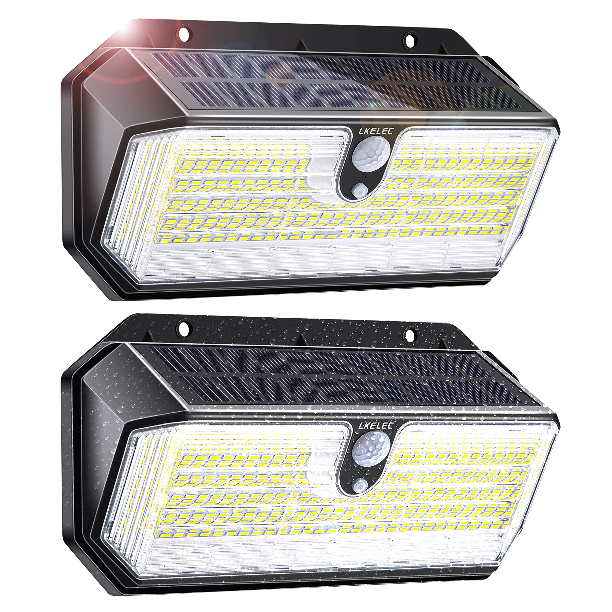 282 LED Solar Security Lights Outdoor - Motion Sensor, 3 Lighting Modes, 270° Wide Angle, IP65 Waterproof, Solar Powered Wall Lights for Yard, Patio, Garden, Pathway, Fence (2 Pack) - Perfect for Nighttime Safety & Landscape Lighting
