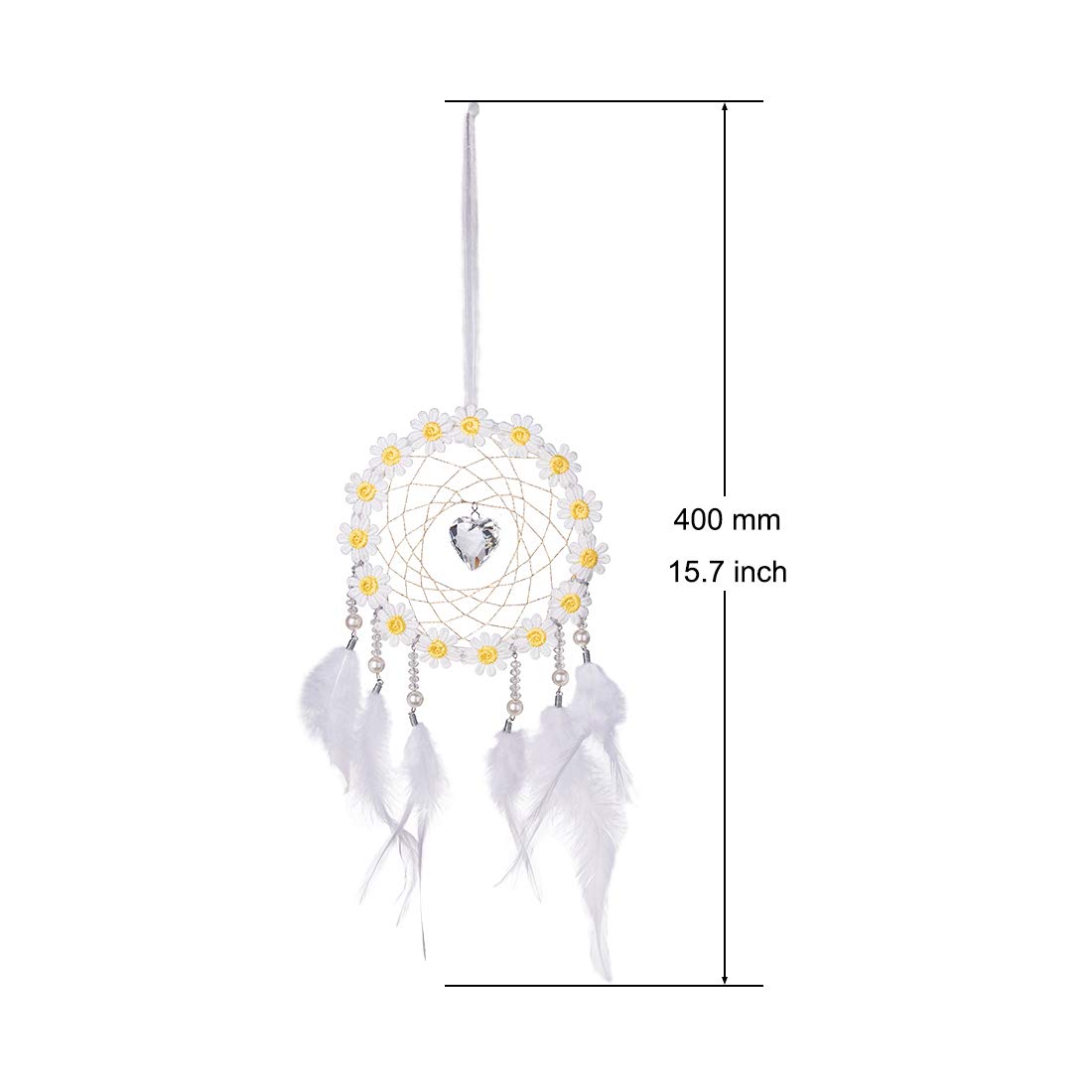 Yellow Flower Feather Hanging Suncatcher with Crystal Prisms - Rainbow Maker Window Decor, Garden Ornament & Unique Gift for Home, Wedding, Baby Shower