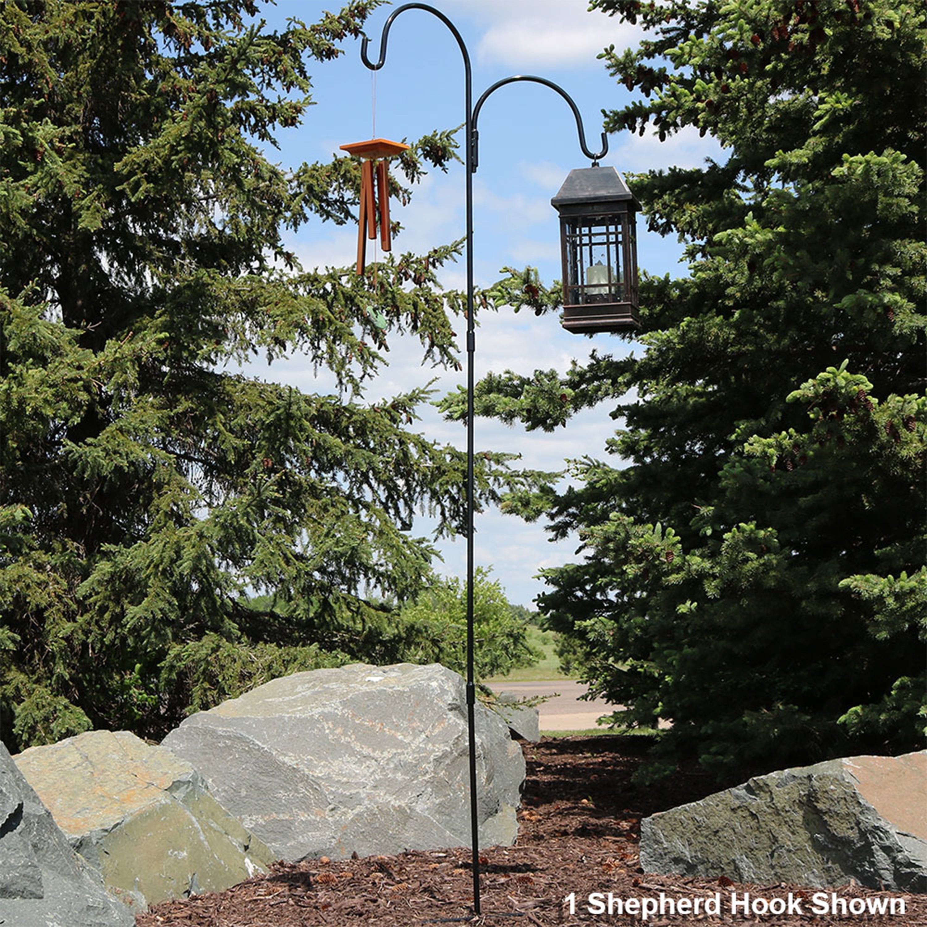 Sunnydaze Double Shepherd Hooks Set of 2 - 84 Inch Heavy Duty Garden Hooks for Hanging Plants, Lanterns & Bird Feeders - Perfect for Outdoor Patio, Yard & Garden Decor
