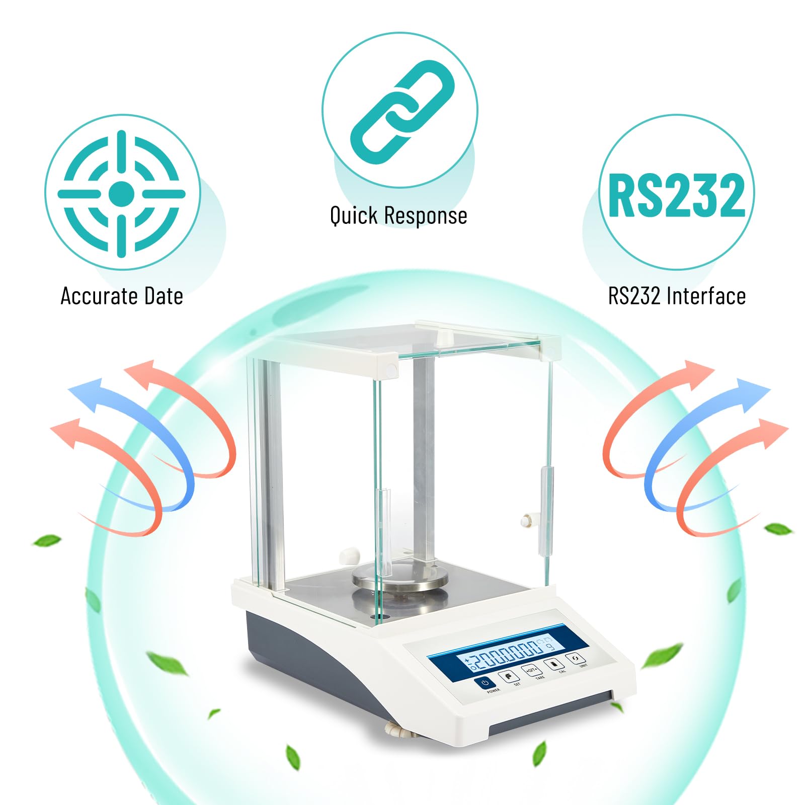 220g x 0.1mg High Precision Digital Analytical Lab Scale | Scientific Balance 0.0001g Accuracy | Jewelry, Coin, Powder & Diamond Weighing Scale with Calibration Weights & RS232 Interface | Perfect for Laboratories, Pharmacies & Jewelry Stores