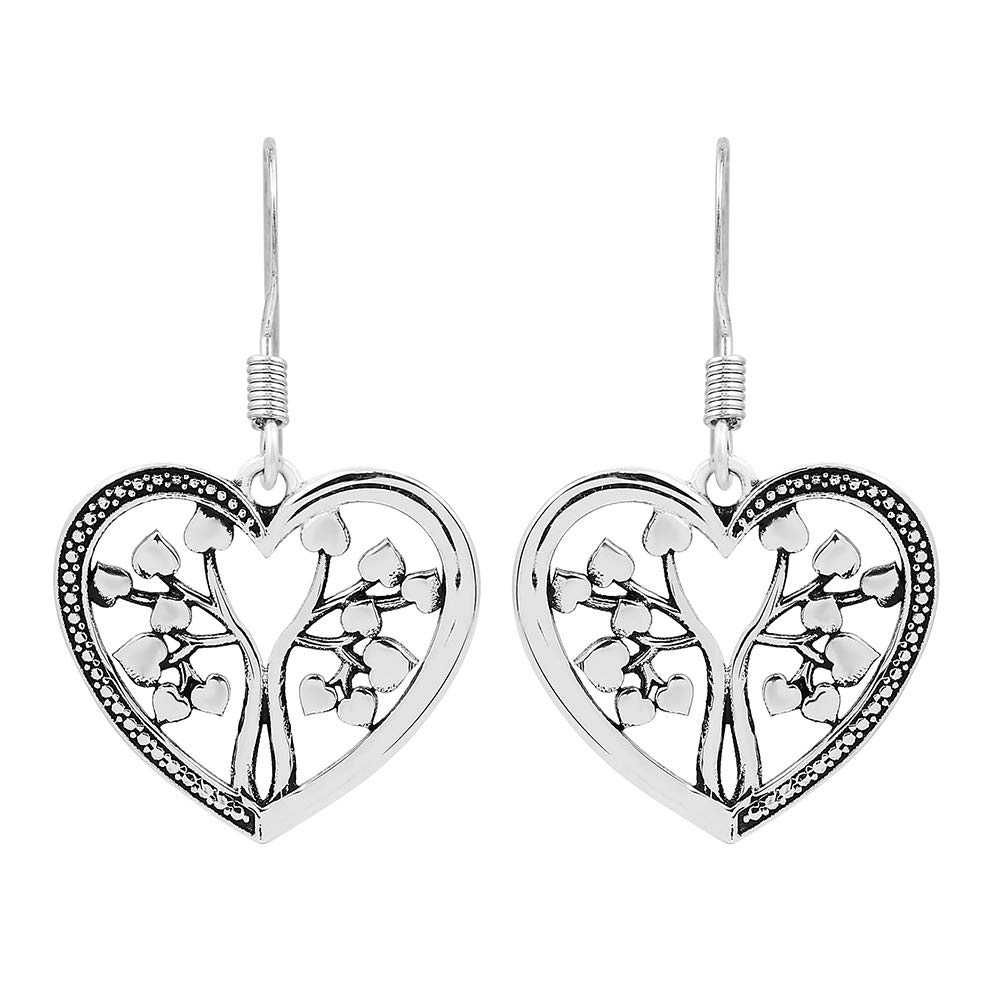 TISHAVI Sterling Silver Tree of Life Dangle Earrings for Women - Elegant Plain Silver Jewelry for Everyday Wear & Special Occasions