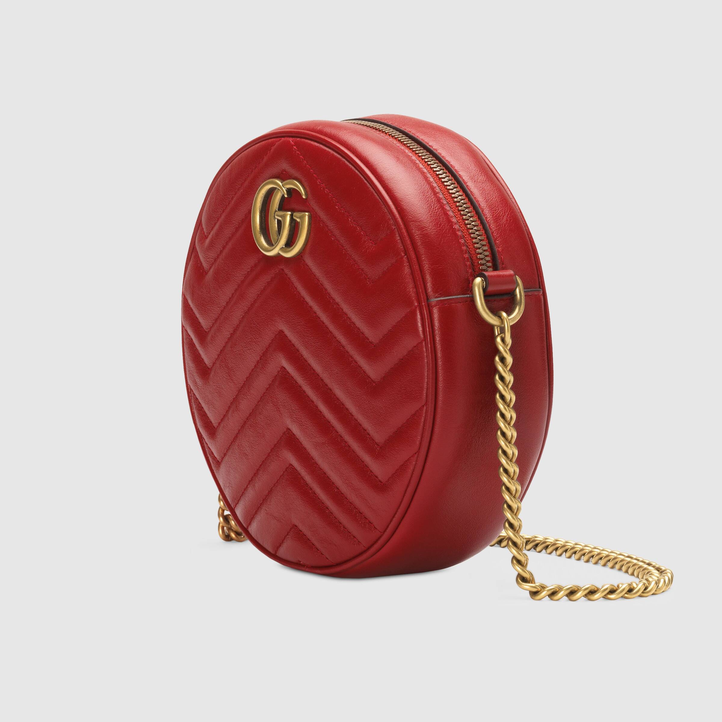 Gucci GG Marmont Mini Round Shoulder Bag in Wine Red - Luxury Crossbody Purse for Women, Perfect for Date Night & Evening Events
