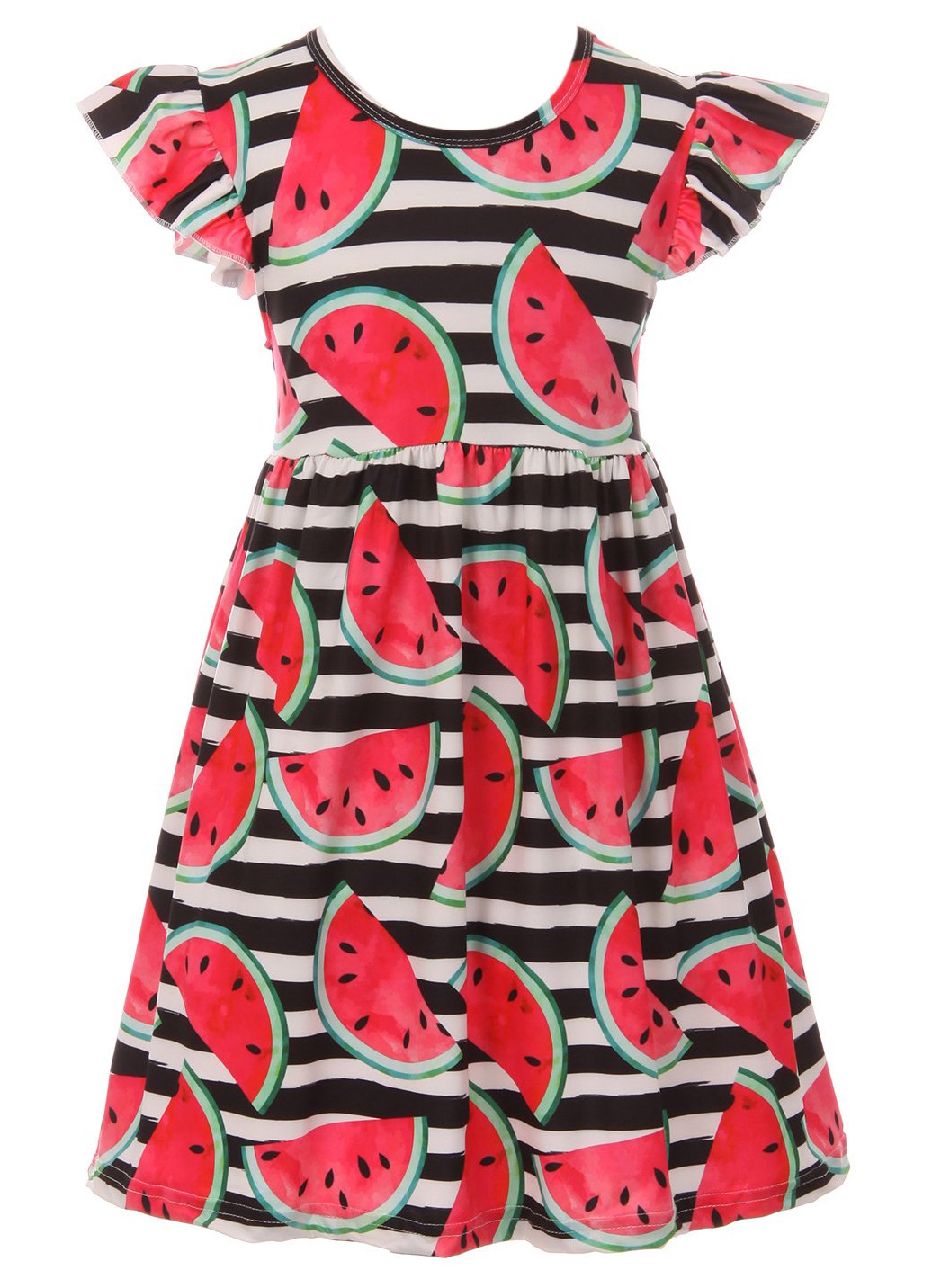 Adorable Striped Watermelon Print Flower Girl Dress for Toddler Girls - Perfect for Summer Birthday Parties, Weddings & Special Occasions