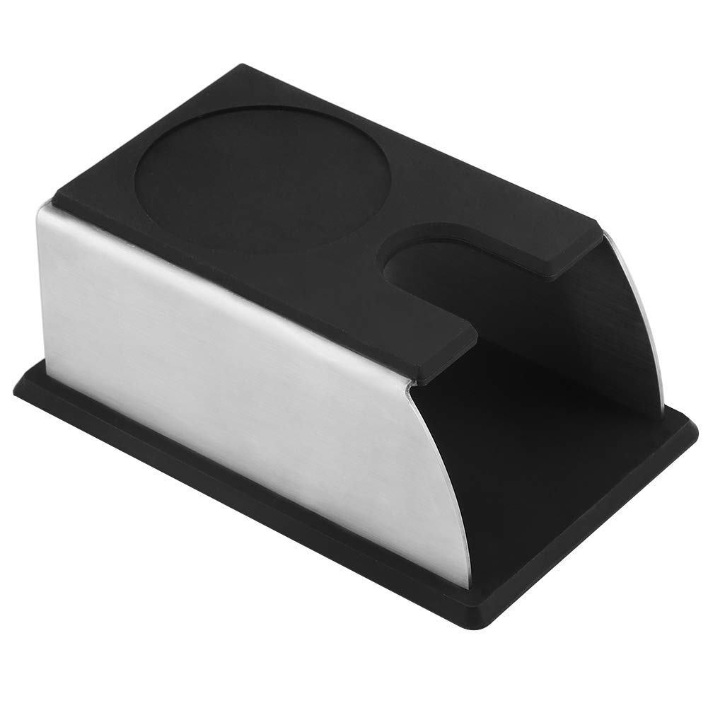 Premium Black Stainless Steel Coffee Tamper Stand - Heavy Duty Espresso Tamping Base Holder for Baristas & Home Brewing - Perfect for Coffee Shops, Kitchens & Professional Barista Stations
