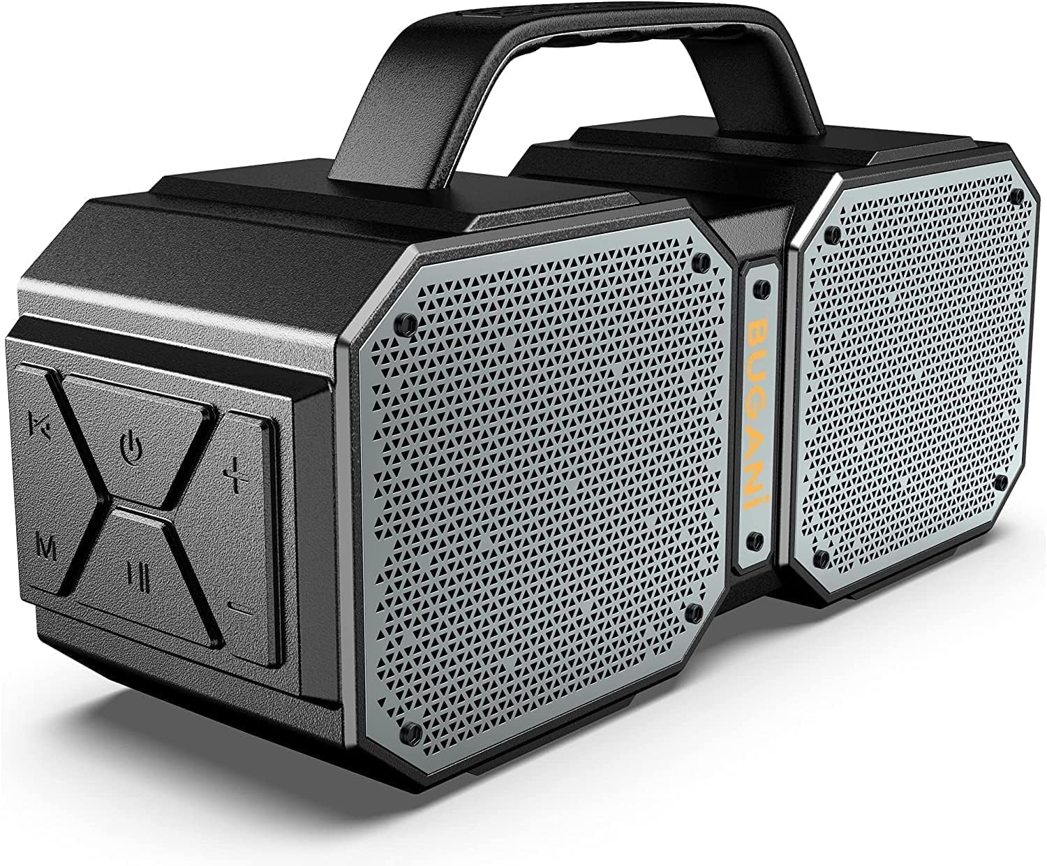 BUGANI Shock Bluetooth Speaker - Portable Wireless Speaker with Bluetooth 5.3, IPX7 Waterproof, 60W Powerful Sound, Outdoor/Indoor Use for Camping, Beach, Parties, Home Theater (Black, New Model)