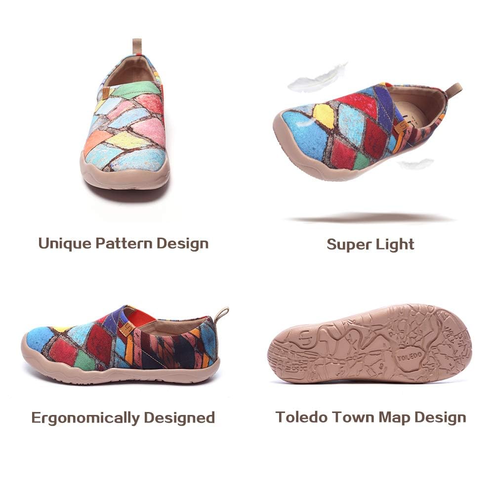 UIN Women's Man Time Legacy Fashion Sneakers - Hand-Painted Canvas Slip-On Travel Shoes for Women & Men | Comfortable Walking Shoes for Travel, Work & Casual Wear (Size 37)