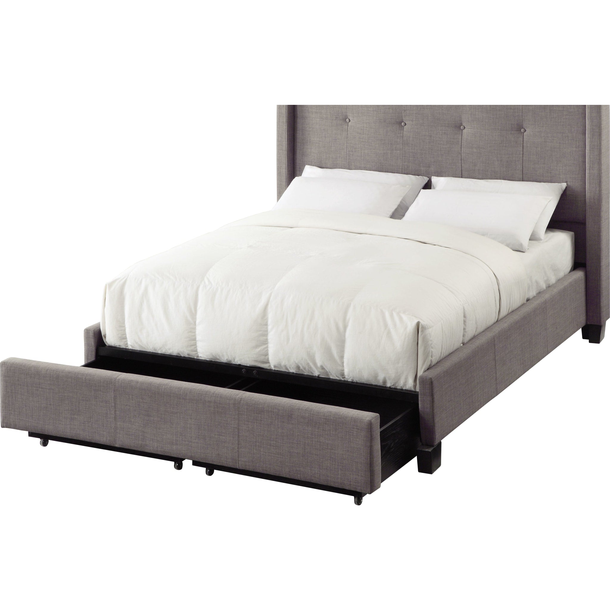 Madeleine Wingback Upholstered Platform Storage Bed - Queen Size Upholstered Bed Frame with Headboard & Underbed Storage | Perfect for Small Bedrooms, Guest Rooms & Modern Apartments