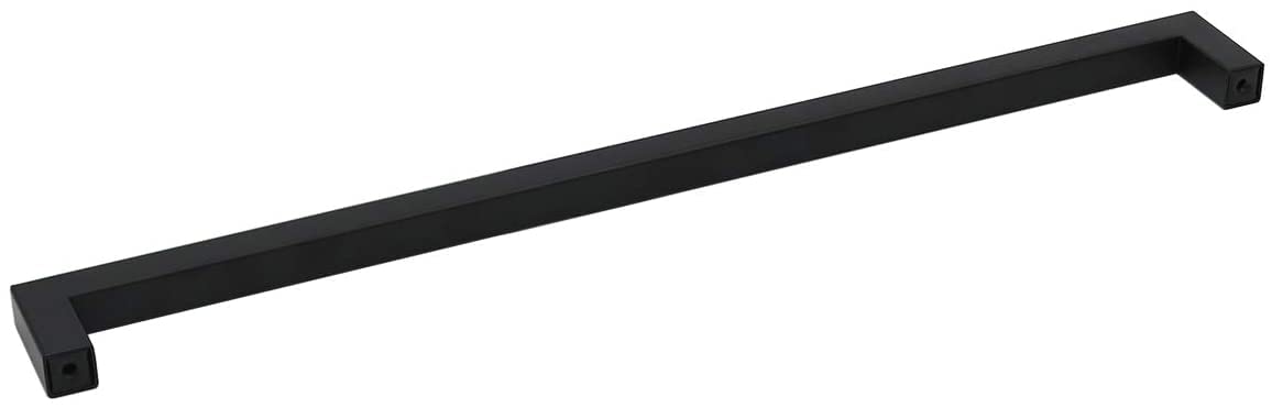 2-Pack Black Square Cabinet Pulls - 12-3/5 Inch Hole Center, Stainless Steel Modern Drawer Handles for Kitchen & Bathroom Cabinets - Durable Hardware for Home Renovation & DIY Projects