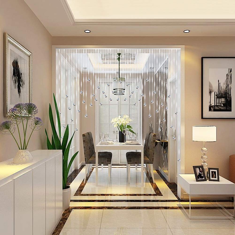 Crystal Beaded Curtain for Doorway - 41 Strands 155x100CM Clear Room Divider String Curtain | Customizable Window Panel Decoration for Living Room, Wedding, Events & Club | Elegant Home & Party Decor
