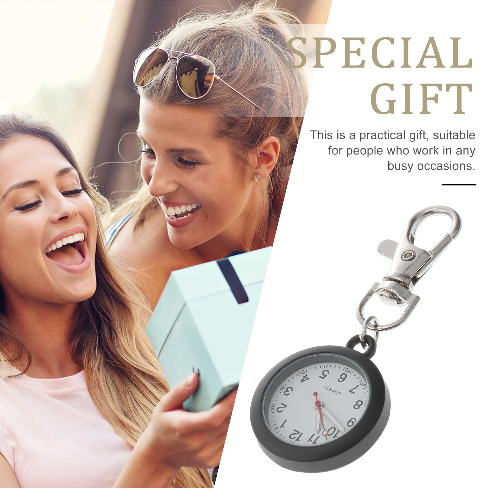 Balacoo Clip On Pocket Watch - Digital Nurse Watch for Women & Men, Portable Badge Watch with Hanging Clip for Nurses, Doctors & Medical Professionals (Black) | Ideal for Hospital Shifts, Clinical Work & Healthcare Settings