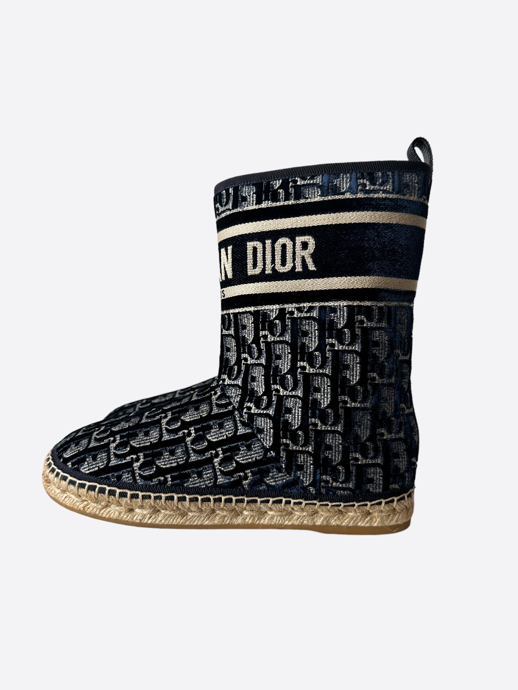 Dior Blue Oblique Velvet Espadrille Ankle Boots for Women - Luxury Designer Shoes for Casual & Evening Wear
