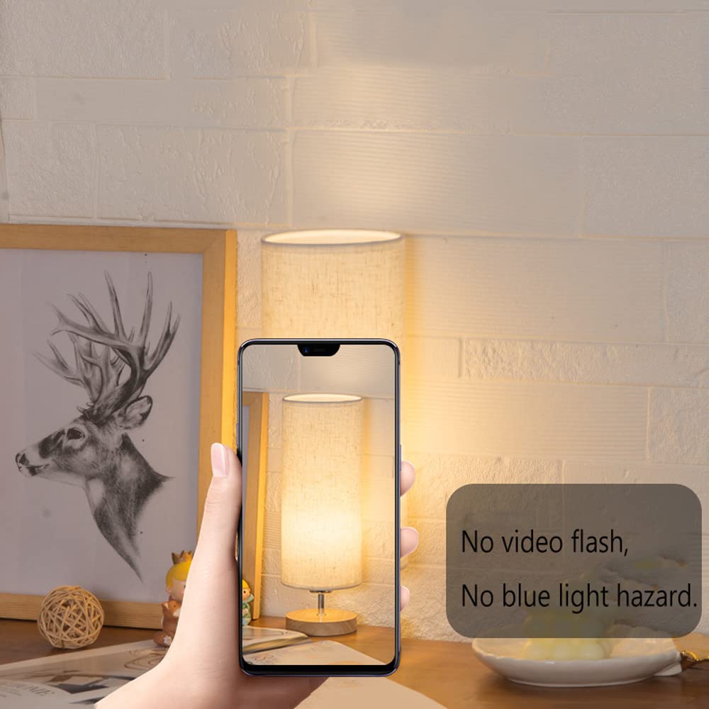 Modern Nightstand Lamp with Beige Linen Shade - Bedside Table Lamp for Bedroom, Living Room & Office - Adjustable Desk Lamp with Soft Lighting for Reading, Nursing & Relaxation