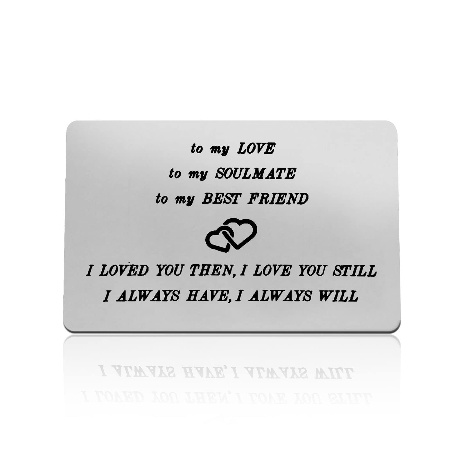 Personalized Engraved Wallet Card Gift for Husband, Wife, Boyfriend, Girlfriend - Anniversary, Valentine's Day, Wedding, Christmas & Birthday Gift - Romantic 'I Love You' Keepsake for Couples - Perfect for Everyday Carry, Special Occasions & Surprise Love Notes