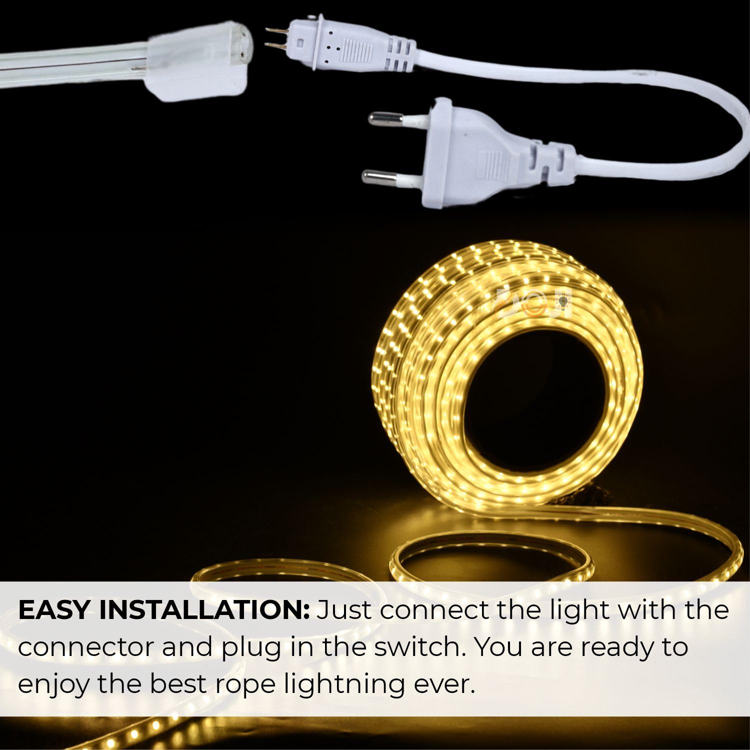 DOJI Waterproof LED Rope Light Strip with Adapter - 16.4ft (5M) Warm White for Diwali, Christmas, Home & Festival Decoration - Perfect for Indoor/Outdoor Parties, Garden, Patio & Holiday Lighting