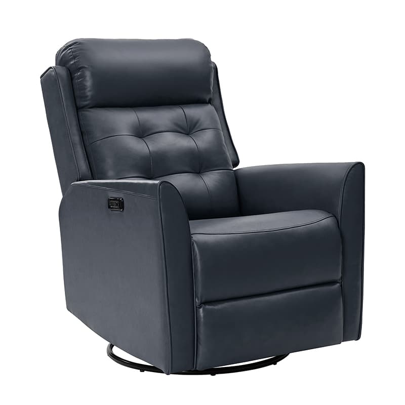 Felisa Genuine & PVC Leather Power Swivel Recliner Chair - Adjustable Electric Massage Recliner with USB Ports for Living Room, Home Theater, and Office Relaxation