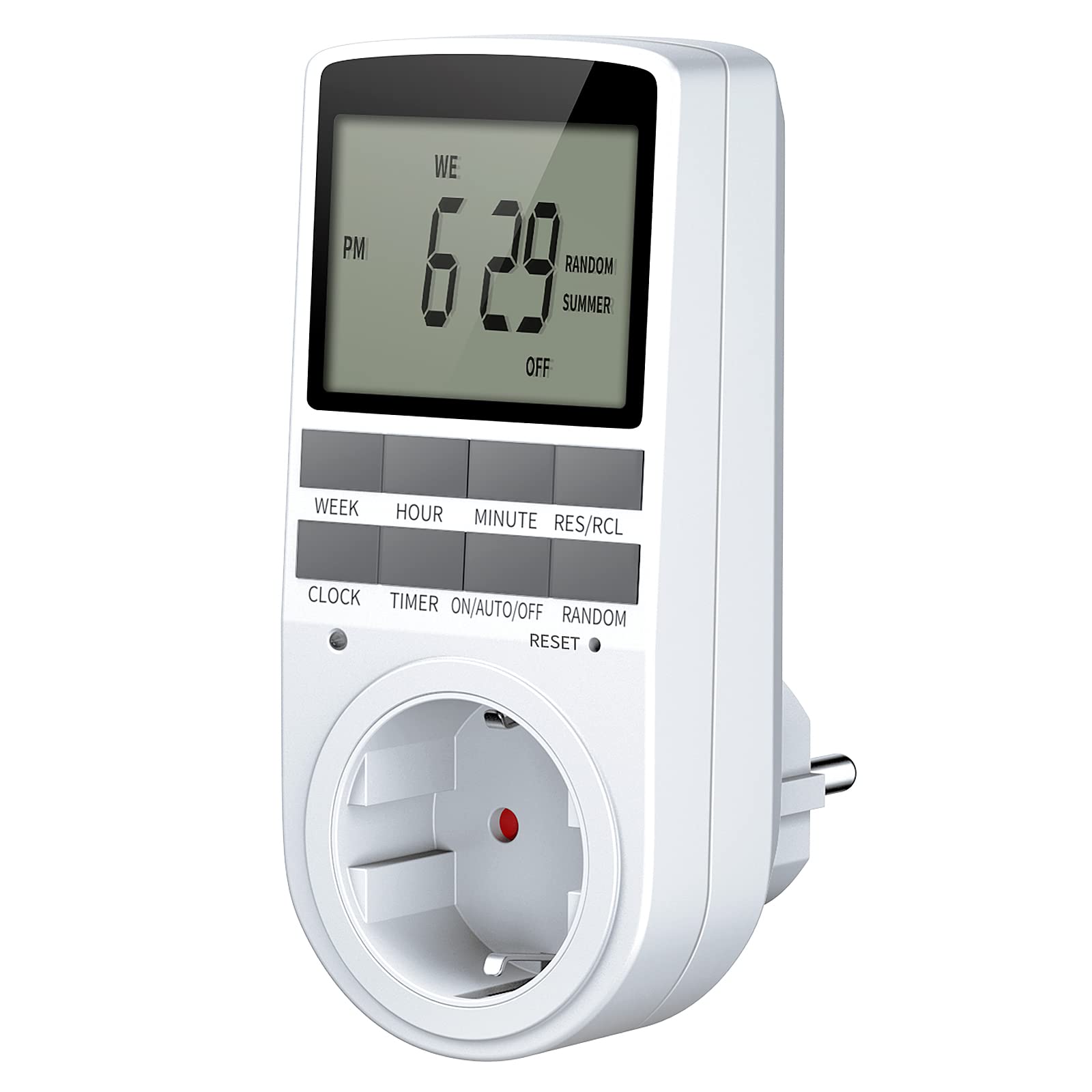 Programmable Digital Timer Outlet with Large LCD Display, Random Anti-Theft Mode, Energy Saving Power Socket for Home Appliances (16A/3680W) - Perfect for Lighting, Aquariums, and Holiday Decorations