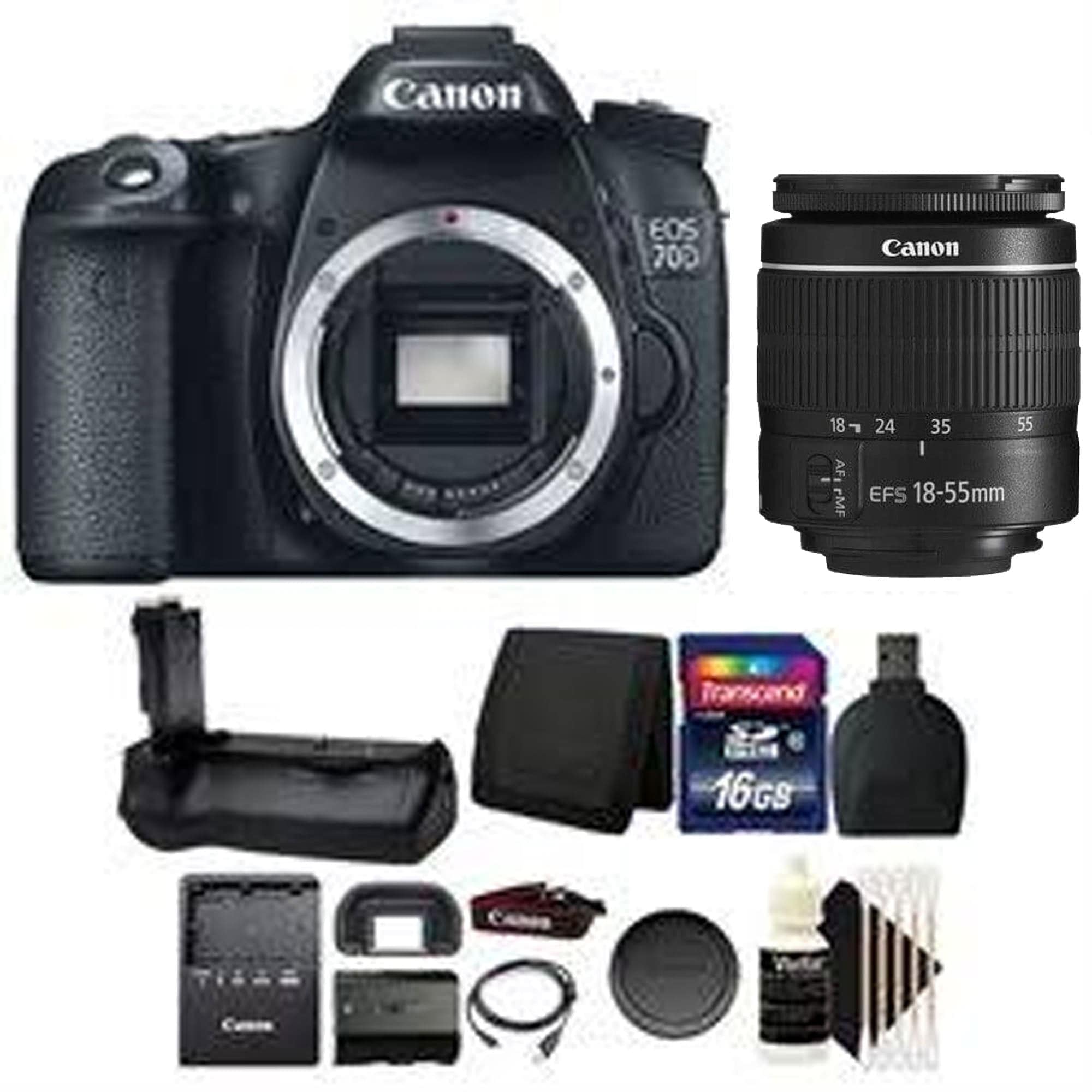 Canon EOS 70D/80D DSLR Camera Bundle with 18-55mm Lens, Battery Grip & 16GB Memory Card - Perfect for Photography, Vlogging & Travel Adventures