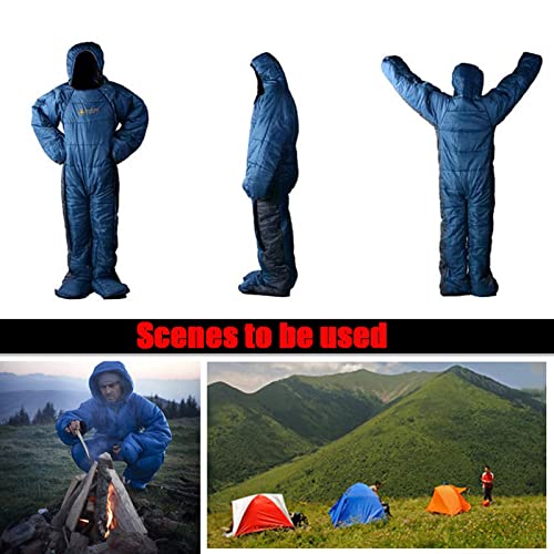 Ultralight Mummy Down Sleeping Bag for Adults - Portable Full Body Sleeping Wear with Arms & Legs - XL Size for Camping, Hiking & Backpacking - Includes Compression Sack for Easy Storage