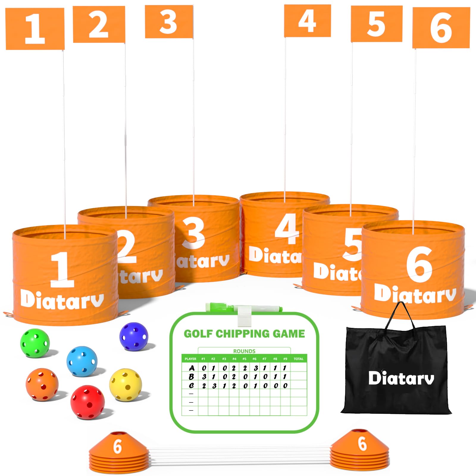 Portable Golf Simulator for Home & Outdoor Use - 6 Hole Game Set for Adults & Family | Indoor, Backyard, Lawn, Park & Beach Play | Includes Golf Scoreboard | Perfect for Backyard Parties, Family Gatherings & Outdoor Recreation