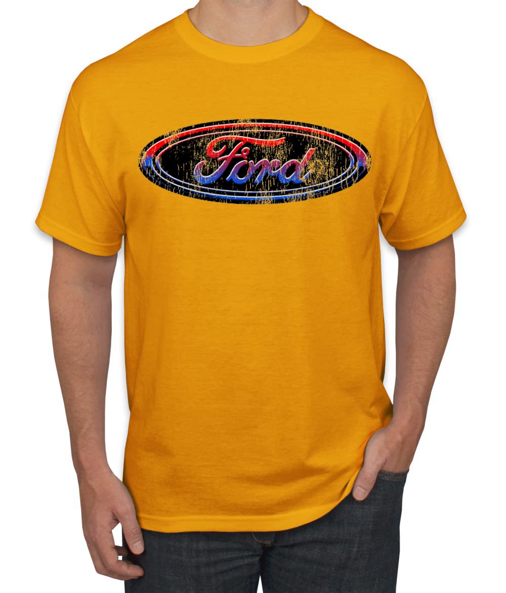 Men's Ford Logo Graphic T-Shirt - Red, Blue & Black Vintage Car & Truck Design - Casual Wear for Car Enthusiasts & Ford Fans