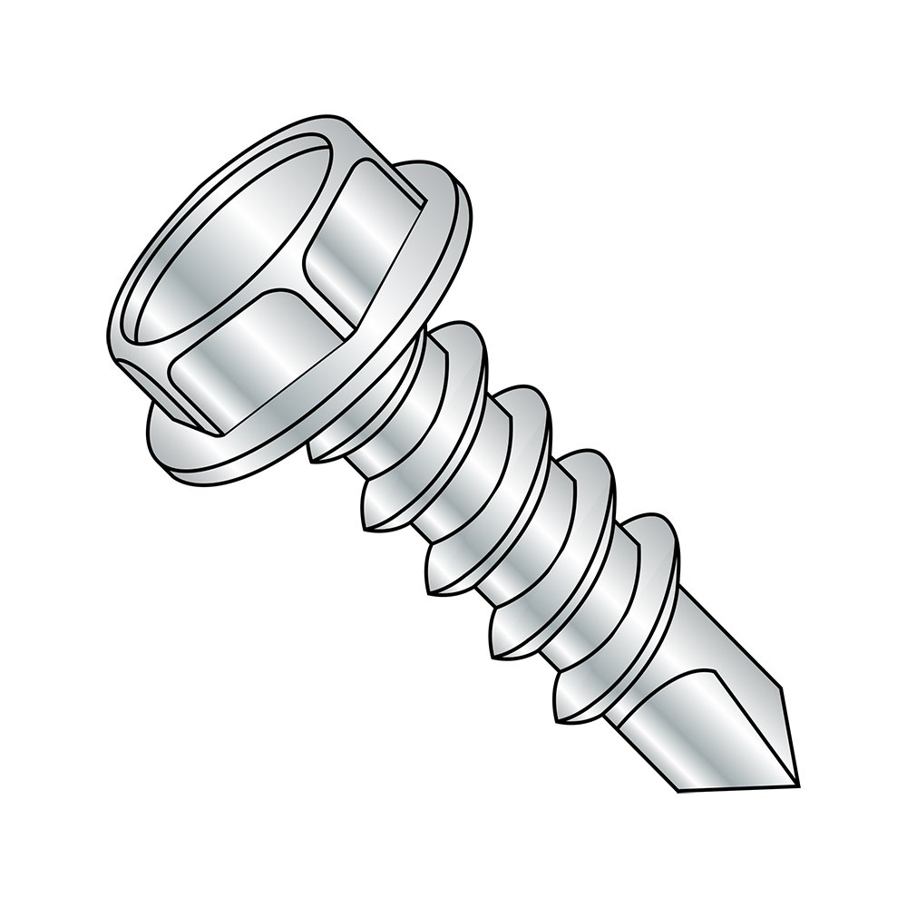 1210KW Self-Drilling Screws - Zinc Plated Hex Washer Head (Pack of 50) for Metal & Wood Projects