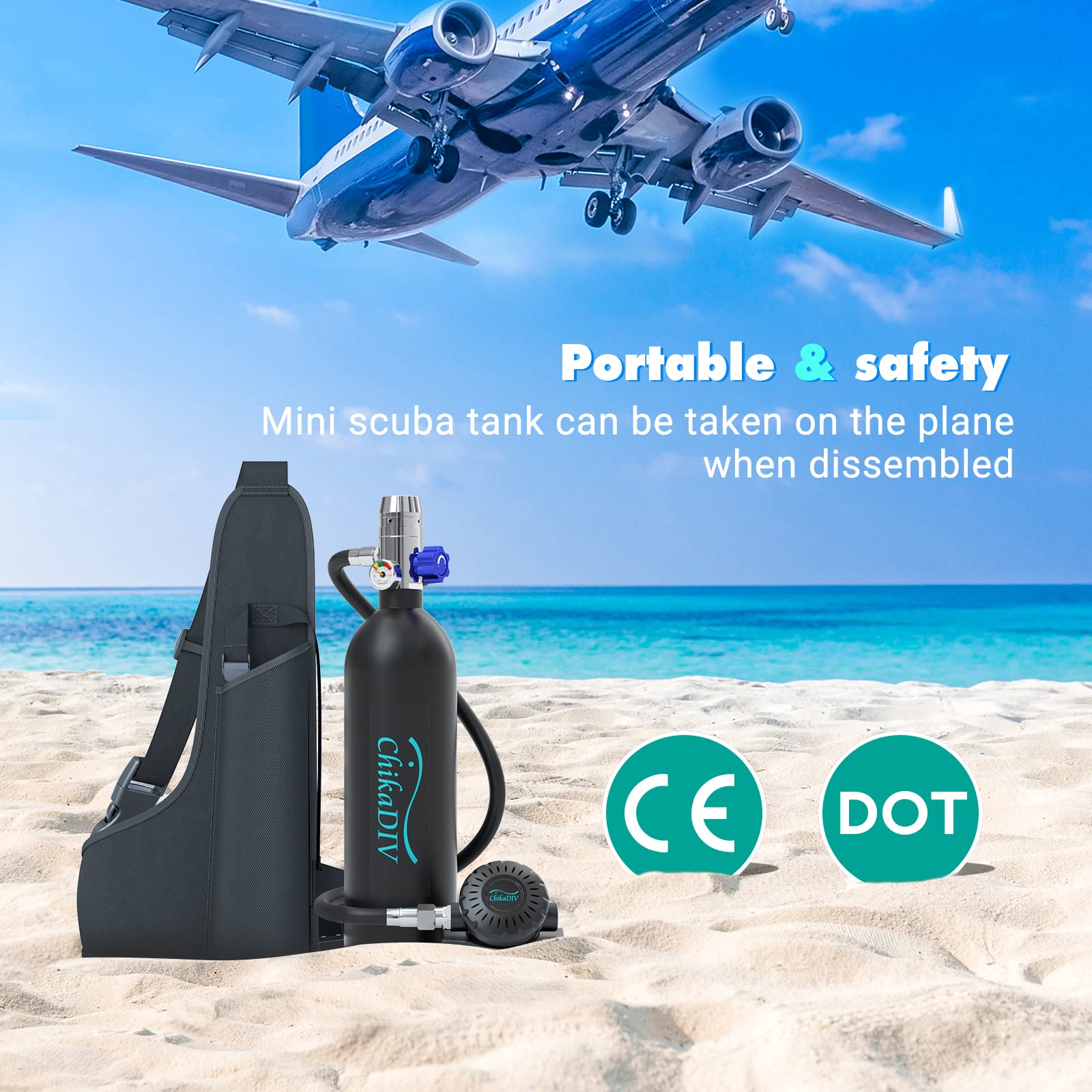 1L Mini Scuba Tank - Portable Emergency Oxygen Tank for Diving, Snorkeling, Fishing & Boat Repair | Compact Scuba Gear for Rescue & Underwater Adventures