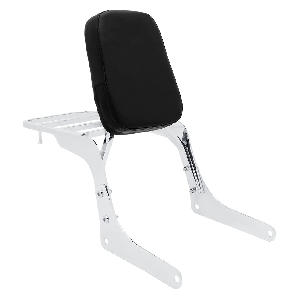 Motorcycle Passenger Backrest Sissy Bar with Luggage Rack & Comfort Pad - Fits Honda Rebel 250 CMX250 CMX250C CA250 - Silver | Enhanced Riding Comfort for Long Trips & Touring